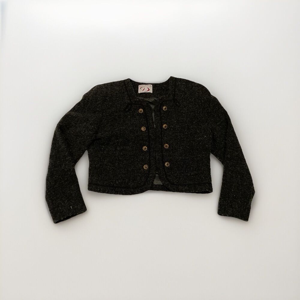 Doncaster Cropped Vintage Padded Shoulders Jacket Size 14 Double Breasted